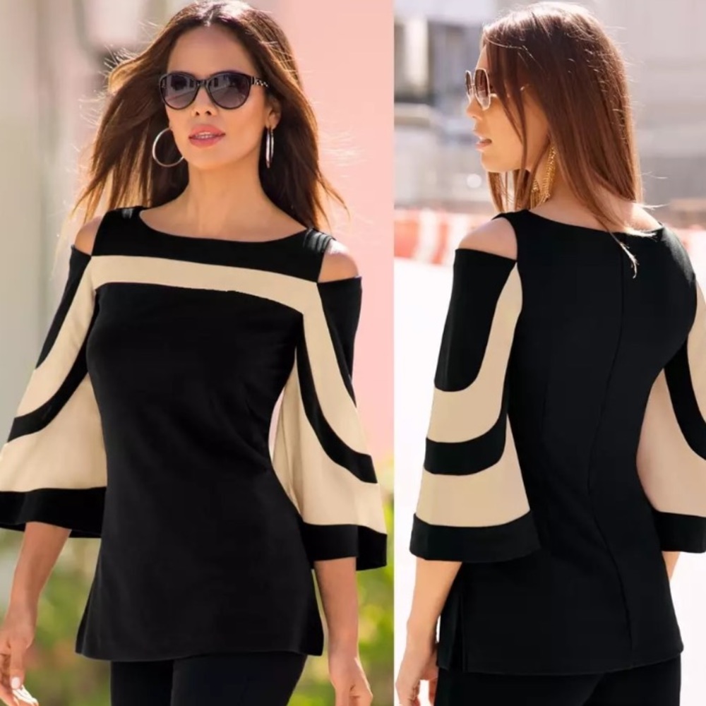 5⭐️RATED❤️ GORGEOUS COLD SHOULDER BLOUSE/BLACK